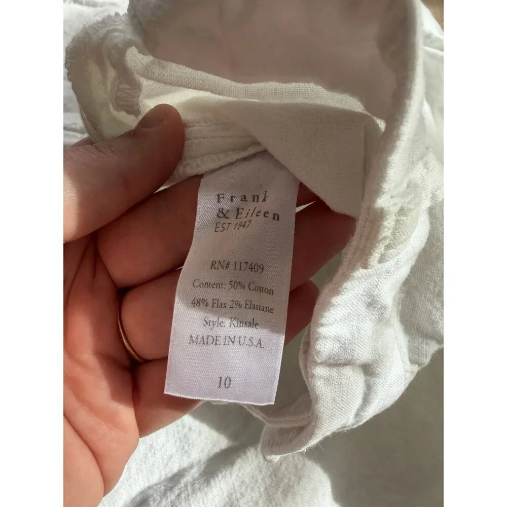 Frank & Eileen Kinsale Linen Blend White Italian Cropped Pants Size 10